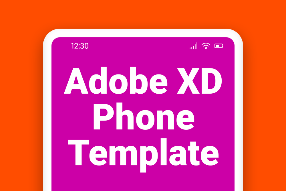 Image of phone mockup with Adobe XD Phone Template text